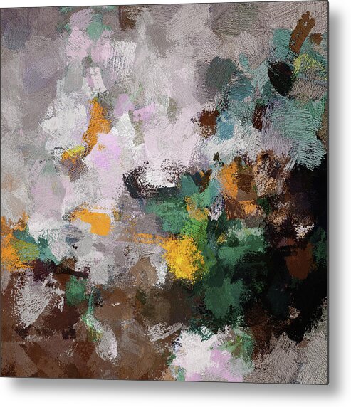 Abstract Metal Print featuring the painting Autumn Abstract Painting by Inspirowl Design