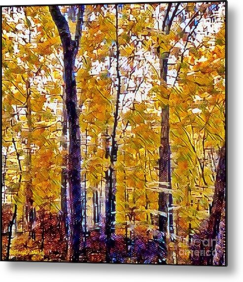 Mix Media Metal Print featuring the mixed media Autumn Day In The woods by MaryLee Parker