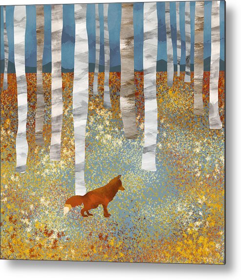 Autumn Metal Print featuring the digital art Autumn Fox by Spacefrog Designs