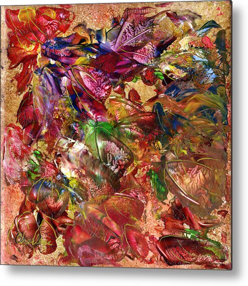 Abstract Metal Print featuring the painting Autumn Leaves by Charlene Fuhrman-Schulz