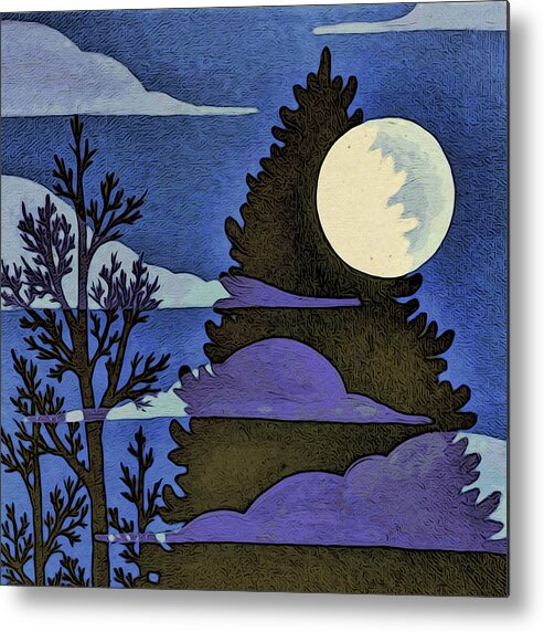 Night Metal Print featuring the digital art Autumn Moon by Paisley O'Farrell