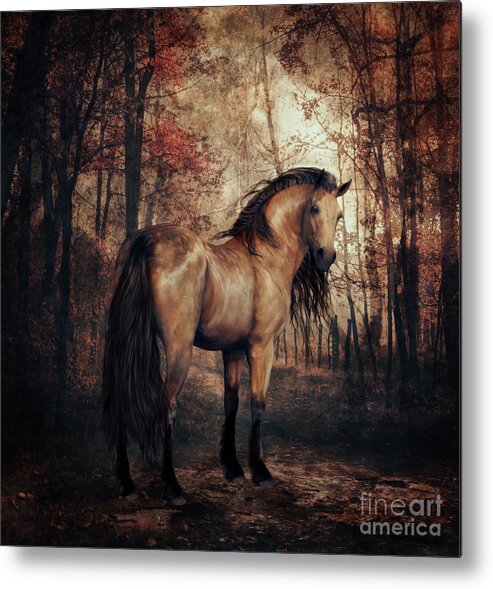 Horse Metal Print featuring the digital art Autumn Walk by Shanina Conway