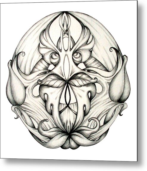 Mandala Metal Print featuring the drawing Awakening by Shadia Derbyshire