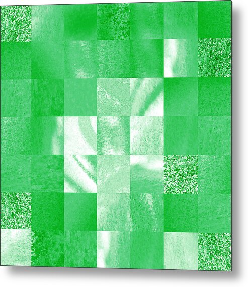 Green Metal Print featuring the painting Baby Green Marble Quilt II by Irina Sztukowski