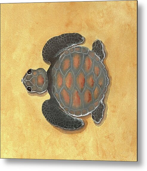 Baby Metal Print featuring the painting Baby SeaTurtle by DiDesigns Graphics