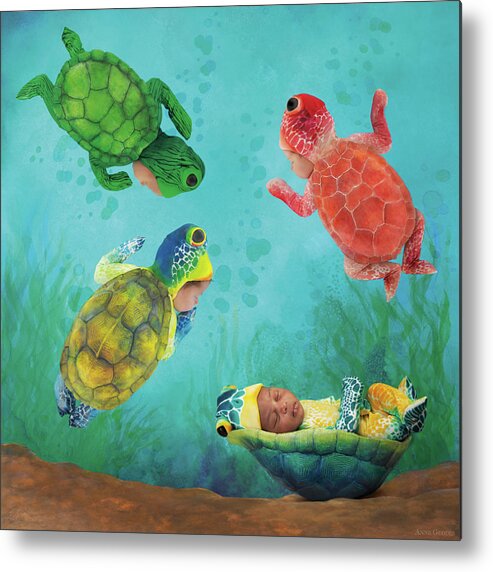 Under The Sea Metal Print featuring the photograph Baby Turtles by Anne Geddes