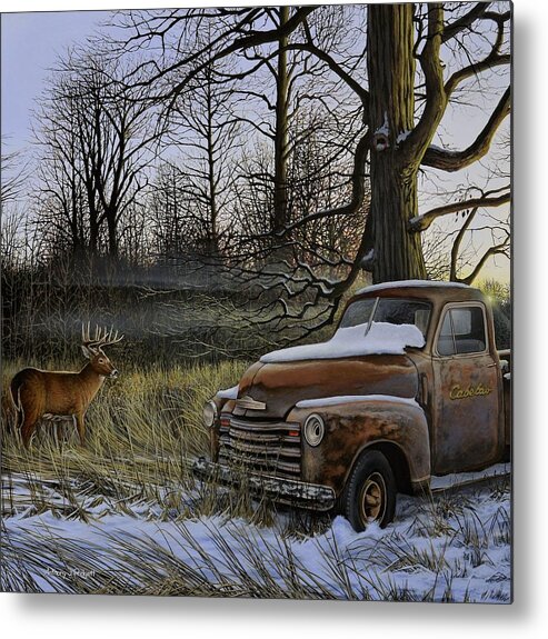 Cabelas Metal Print featuring the painting Back Forty by Anthony J Padgett