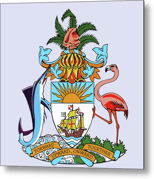 Bahamas Metal Print featuring the drawing Bahamas Coat of Arms by Movie Poster Prints