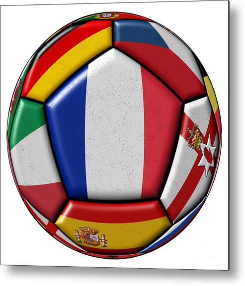 Championships Metal Print featuring the digital art Ball with flag of France in the center by Michal Boubin