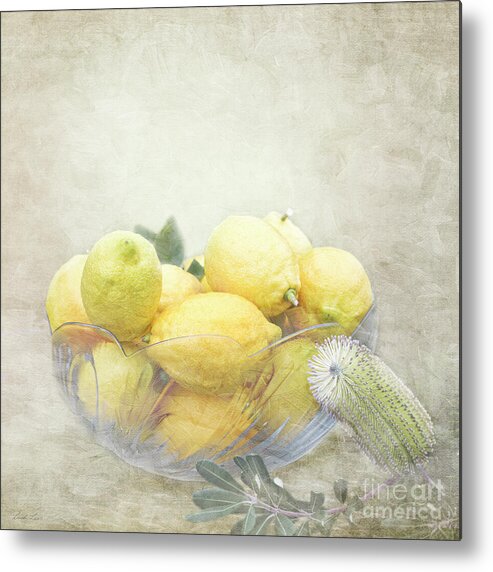 Banksia Metal Print featuring the photograph Banksia and Lemons by Linda Lees