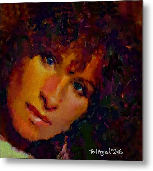 Painting Metal Print featuring the painting Barbra Streisand by Ted Azriel