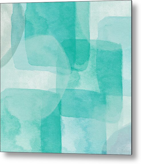 Abstract Metal Print featuring the painting Beach Glass- Abstract Art by Linda Woods by Linda Woods