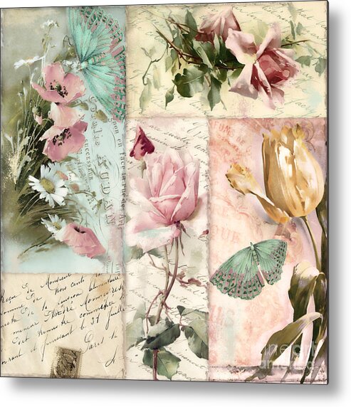 Shabby Roses Metal Print featuring the painting Belles Fleurs II by Mindy Sommers