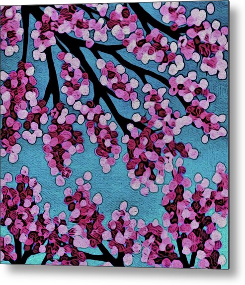 Cherry Tree Metal Print featuring the digital art Beneath the Cherry by Paisley O'Farrell