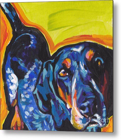 Bluetick Coonhound Metal Print featuring the painting Big Blue Ear Baby by Lea S