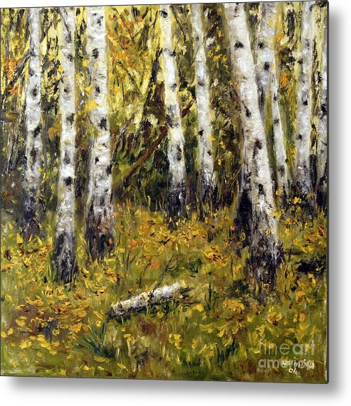 Landscape Metal Print featuring the painting Birches by Arturas Slapsys