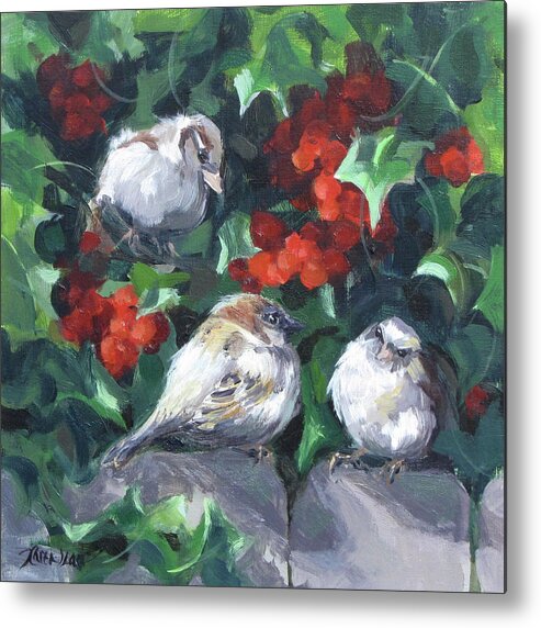 Birds Metal Print featuring the painting Bird Watching by Karen Ilari