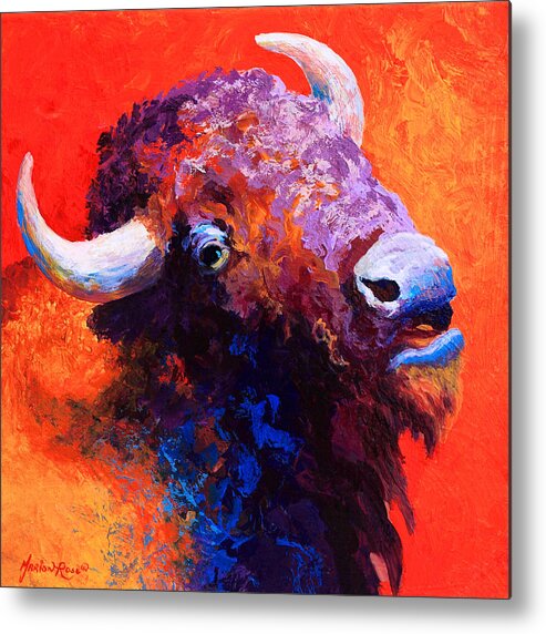 Bison Metal Print featuring the painting Bison Attitude by Marion Rose