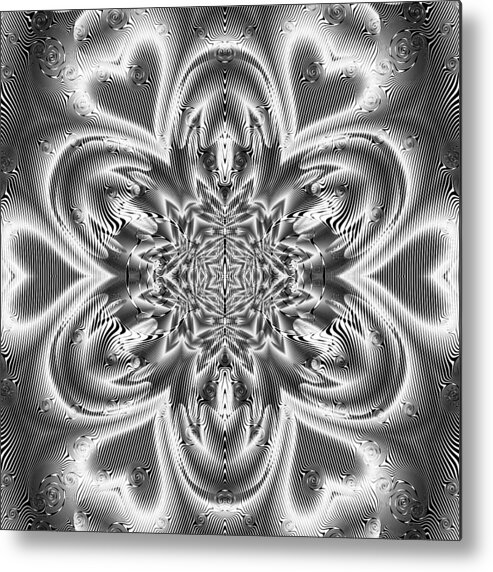 Light Metal Print featuring the digital art Black and White Mandala 9 by Robert Thalmeier