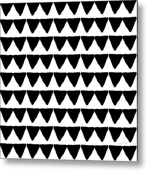 Triangles Metal Print featuring the mixed media Black and White Triangles- Art by Linda Woods by Linda Woods
