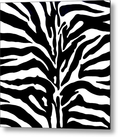 Zebra Metal Print featuring the painting Black And White Zebra by Doug Powell