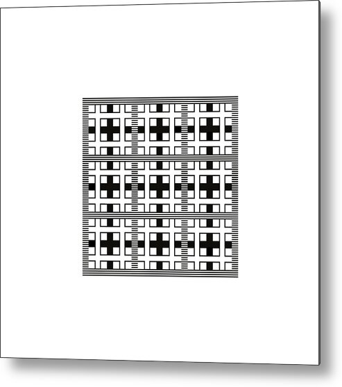 Geometric Square Design Grids Abstract Metal Print featuring the digital art Black,white, striped, grids by Jerry Daniel