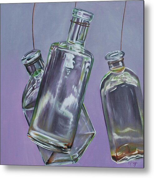 Bottle Metal Print featuring the painting Blowing Rock Bottles by Emily Page