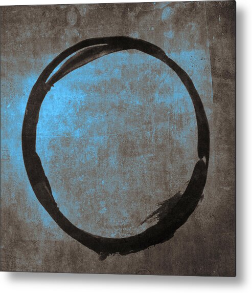 Blue Metal Print featuring the painting Blue Brown Enso by Julie Niemela
