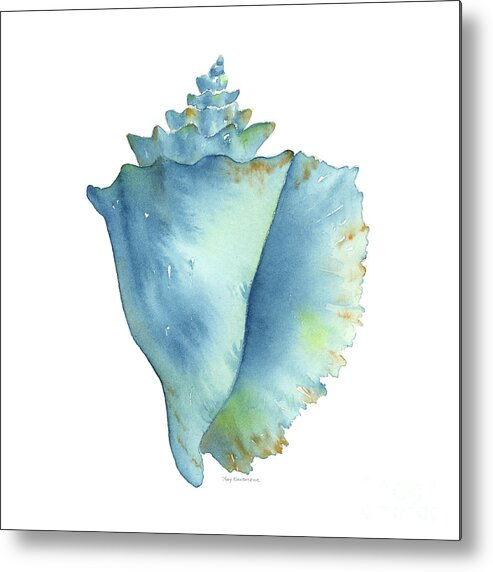 Conch Shell Metal Print featuring the painting Blue Conch Shell by Amy Kirkpatrick
