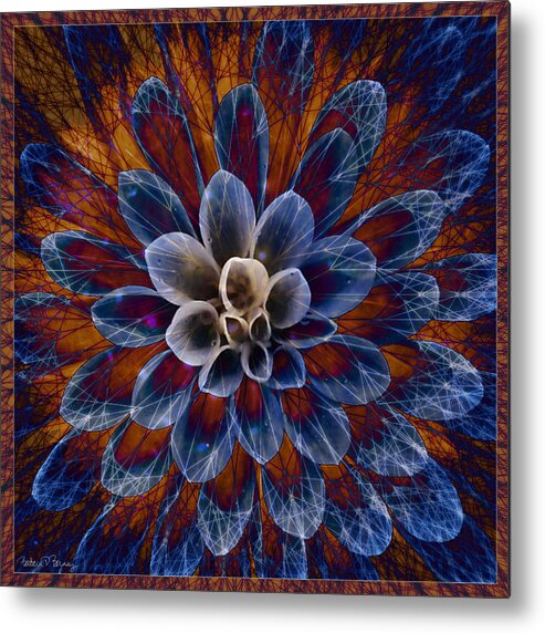 Flower Metal Print featuring the digital art Blue Dahlia by Barbara Berney