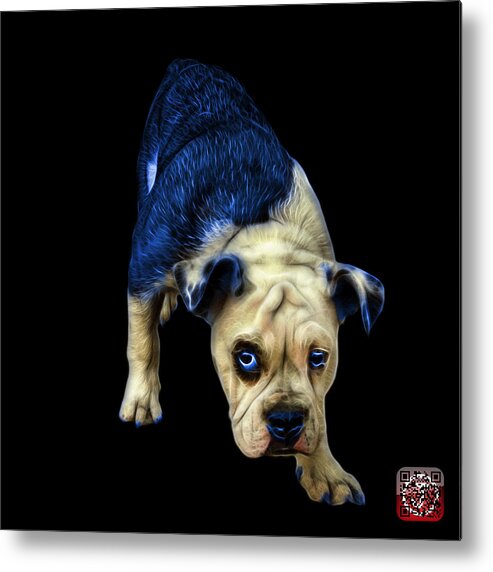 Bulldog Metal Print featuring the painting Blue English Bulldog Dog Art - 1368 - BB by James Ahn