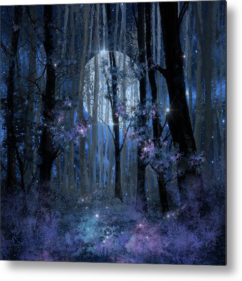 Forest Metal Print featuring the painting Blue Forest by Bekim M