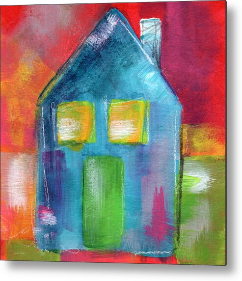 House Metal Print featuring the painting Blue House- Art by Linda Woods by Linda Woods