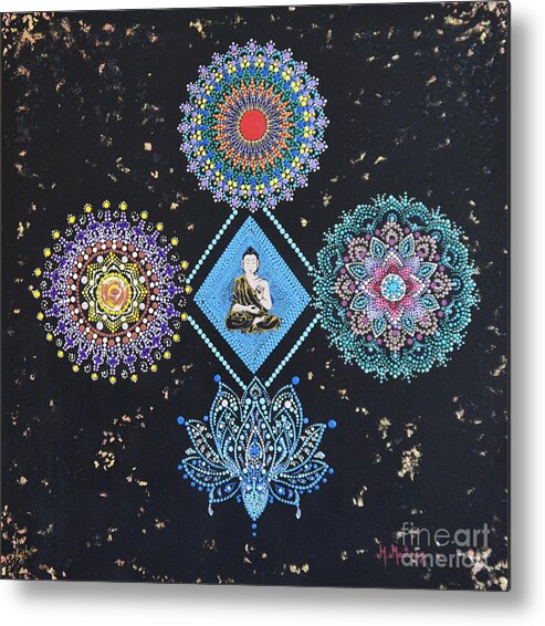 Mandala Metal Print featuring the painting Blue Lotus Bliss by Maria Martinez