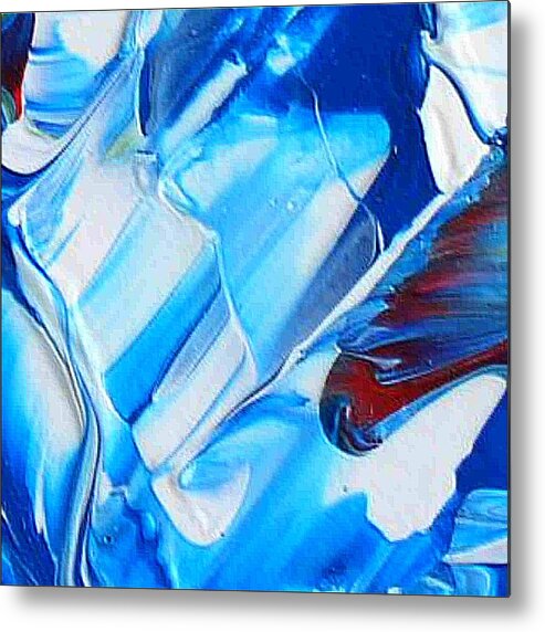 Blue Mode Metal Print featuring the painting blue mode I by Dragica Micki Fortuna