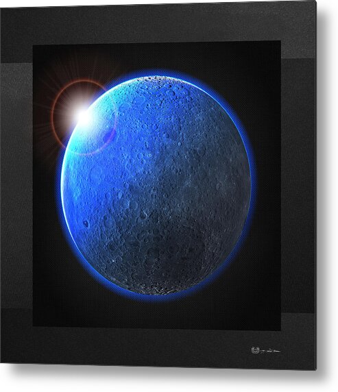 'the Space Odyssey' Collection By Serge Averbukh Metal Print featuring the digital art Blue Moon - The Dark Side of the Moon by Serge Averbukh