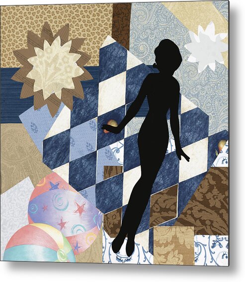 Little Girls Art Metal Print featuring the mixed media Blue Paper Doll by Katia Von Kral