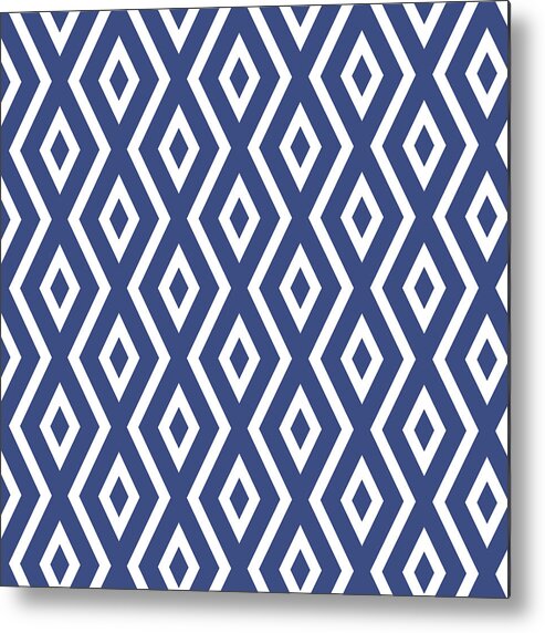 Blue And White Metal Print featuring the mixed media Blue Pattern by Christina Rollo