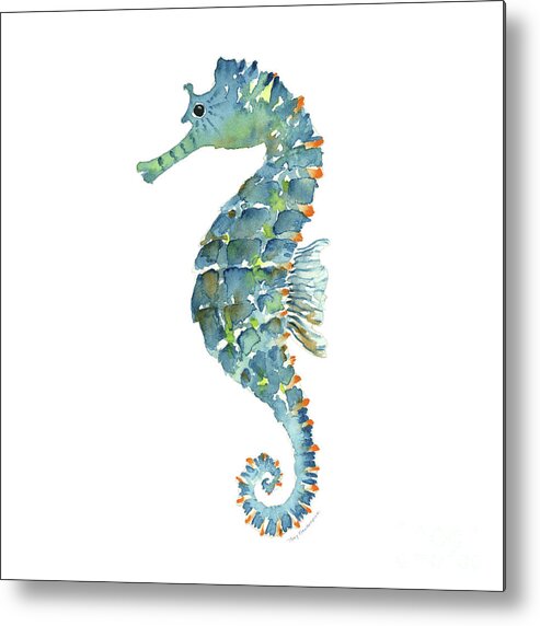 Beach House Metal Print featuring the painting Blue Seahorse by Amy Kirkpatrick