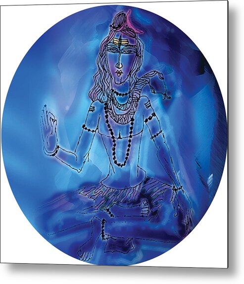 Himalaya Metal Print featuring the painting Blue Shiva by Guruji Aruneshvar Paris Art Curator Katrin Suter