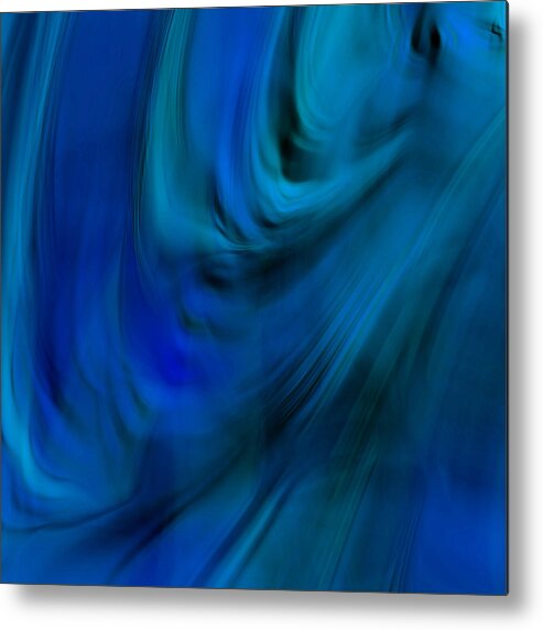Blue Abstract Metal Print featuring the painting Blue Silk by Bonnie Bruno