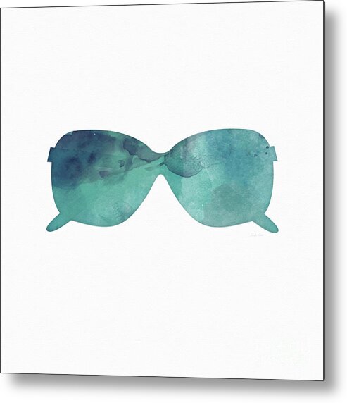 Sunglasses Metal Print featuring the painting Blue Sunglasses 1- Art by Linda Woods by Linda Woods