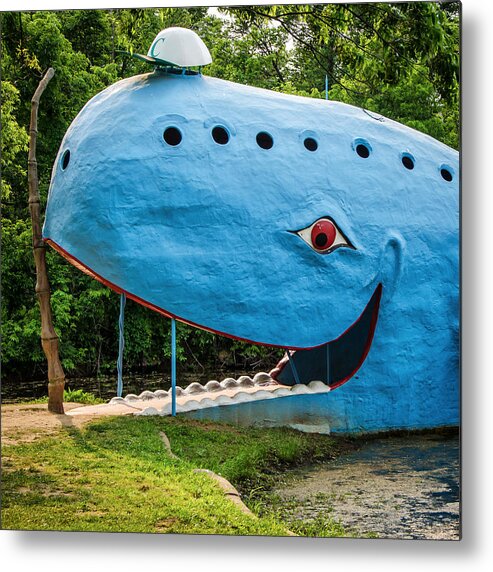 Blue Metal Print featuring the photograph Blue Whale Catoosa Oklahoma Route 66 by Bert Peake