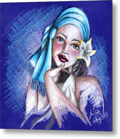 Portrait Metal Print featuring the drawing Blues by Scarlett Royale