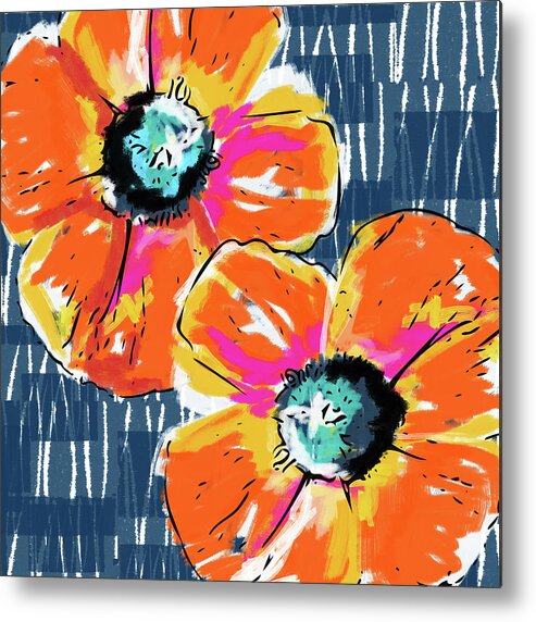Poppies Metal Print featuring the mixed media Bold Orange Poppies- Art by Linda Woods by Linda Woods