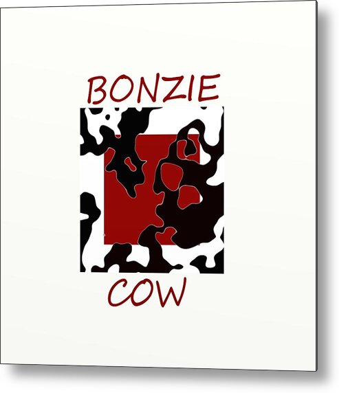 Red Metal Print featuring the digital art Bonzie Cow by Douglas Day Jones