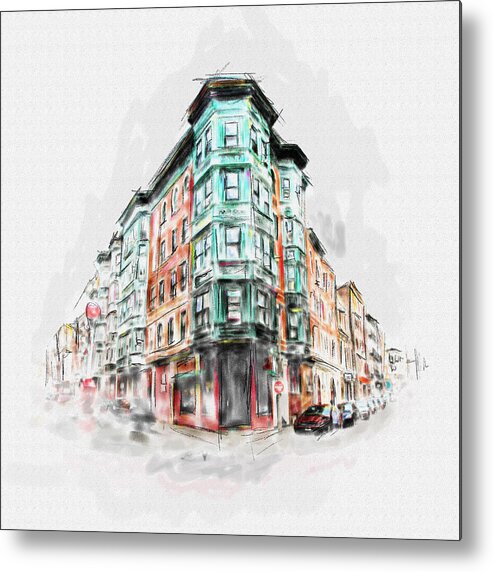 Bostons North End Metal Print featuring the painting Bostons North End 222 1 by Mawra Tahreem