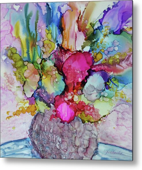 Floral Metal Print featuring the painting Bouquet in Pastel by Jo Smoley