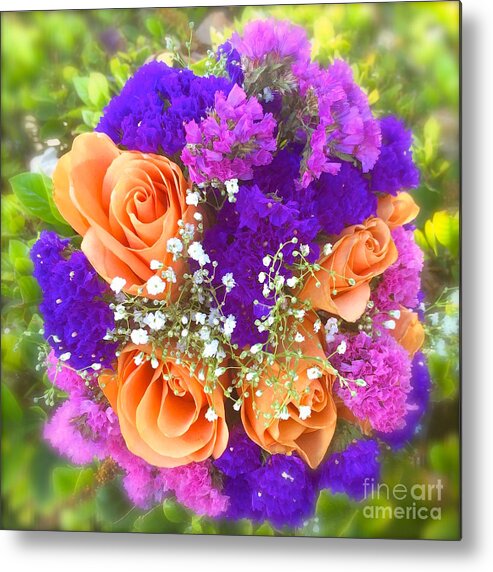 Flower Metal Print featuring the photograph Bouquet of purple and orange by Wonju Hulse