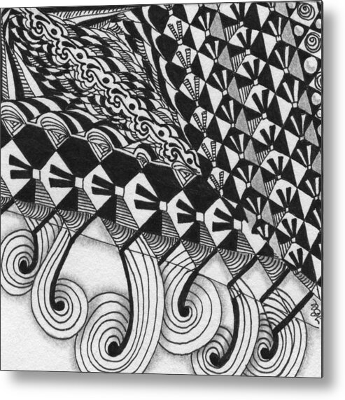 Zentangle Metal Print featuring the drawing Boze Study by Jan Steinle